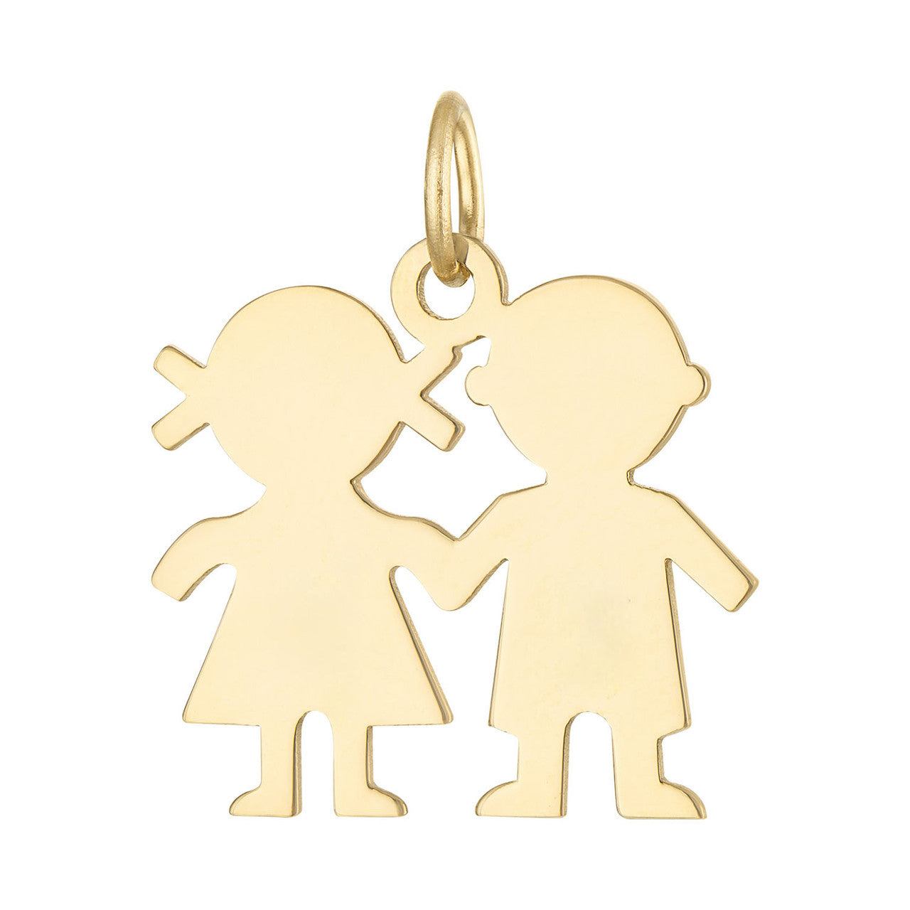 Twin Girl & Boy Engravable 14K Gold Charm